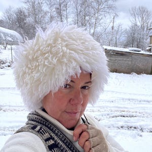 Handmade Sheepskin Head Wrap Winter Wool Hat