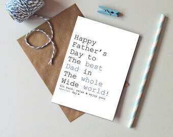 Dad Father's day card - Best Dad card - Thank you Dad card - Card for Dad - Happy Father's day card - Best Dad in the world card