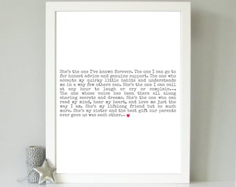 Sister gift - Best sister quote print - sister art print - Gift idea for sister - Sister best friend - Birthday gift sister