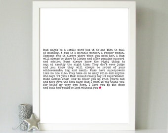 Mother's day gift - Gift for Mum - Gift for Mom - Mum poem print - Mother's day present - Special Mum - Definition of a Mum print - Mom gift