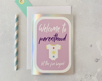 New parents card - Parents to be card - Welcome to parenthood - New baby card - New arrival card - baby girl card - New baby arrival card