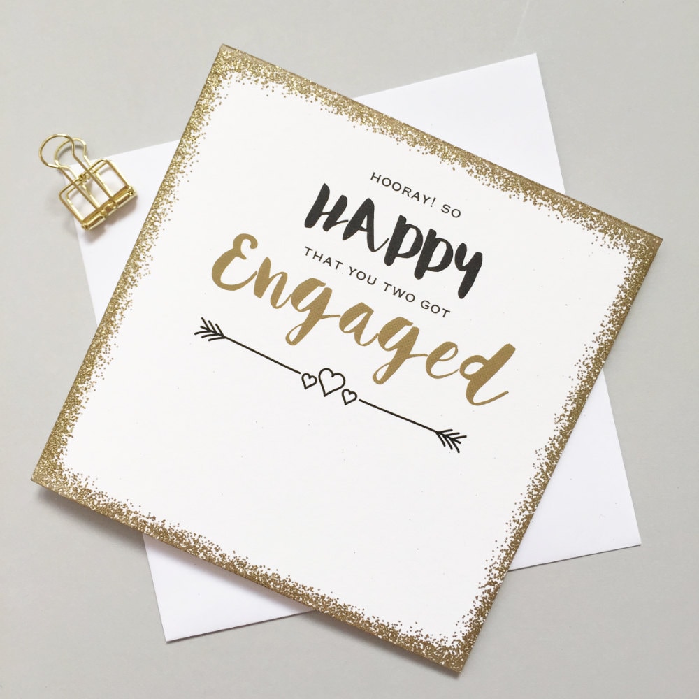 Engagement Card Engaged Card Modern Engagement Card Gold Etsy UK