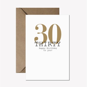 30th Birthday Card Happy 30th Birthday Thirty Today Card - Etsy