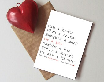 Valentine's day card - Love card - Anniversary card - Cute Valentine's day card - Wedding card - Card for wife - Card for Husband