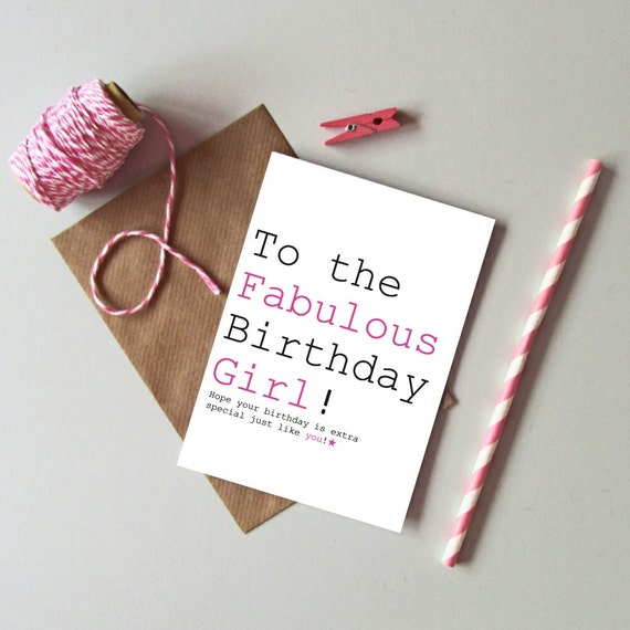 Female birthday card Fabulous girl birthday card Modern | Etsy