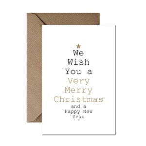 We wish you a merry Christmas card pack or single Corporate Christmas cards Modern minimal Christmas cards Monochrome christmas cards image 2