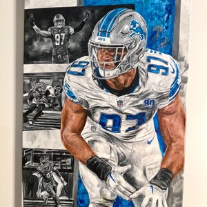 Aidan Hutchinson Detroit Lions “Pure Grit” 24”x36” stretched canvas print - limited to 99