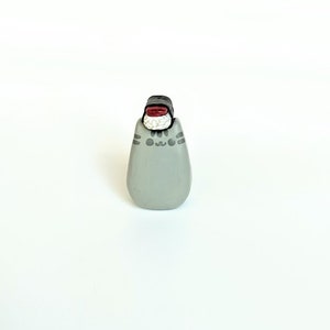 Pusheen the Cat Fat Gray Spam Musubi Food Statue Figurine Chibi Kawaii Terrarium Decor