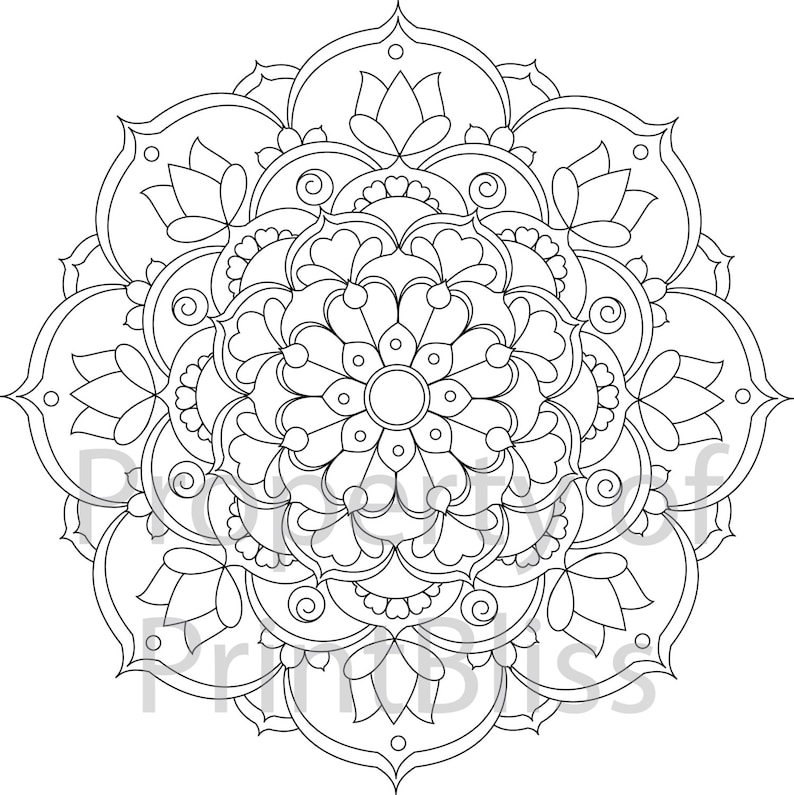 24 flower mandala printable coloring page etsy