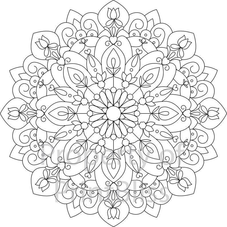 Download 10. Flower Mandala printable coloring page. | Etsy