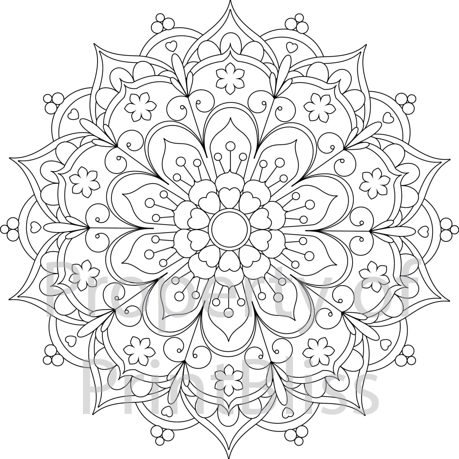 25. Flower Mandala printable coloring page.   Etsy