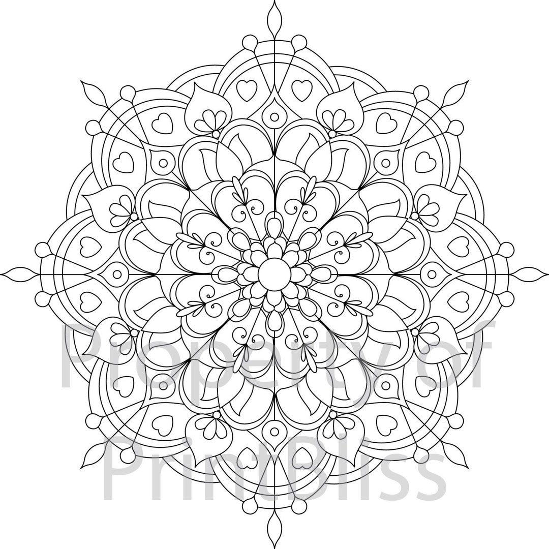Flower Mandala Printable Coloring Page - Etsy
