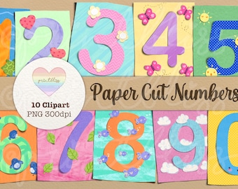 Paper Cut Numbers Clipart