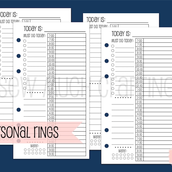 Printed Personal Size Day on One Page Planner Inserts (30 DAYS)