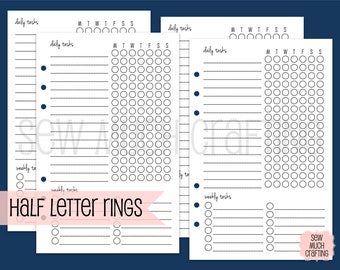 Printed Half Letter Size Weekly Checklist