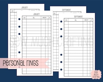 Printed Personal Size Bill Pay Checklist Inserts