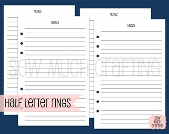 Printed Half Letter Size Notes Inserts