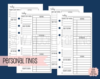 Printed Personal Size Day on One Page with Routine Planner Inserts (30 DAYS)