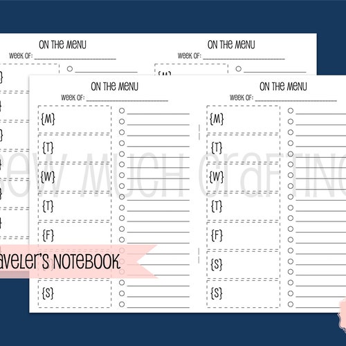 Traveler's Notebook B6 Size Week on Two Pages in VERTICAL Etsy