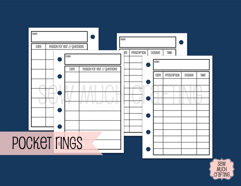 Printed Pocket Size Doctor Visit and Medicine Trackers Etsy