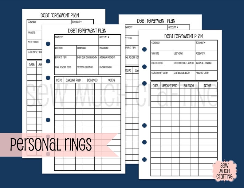 Printed Personal Size Debt Repayment Inserts image 1