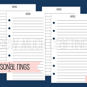 Printed Personal Size Notes Inserts