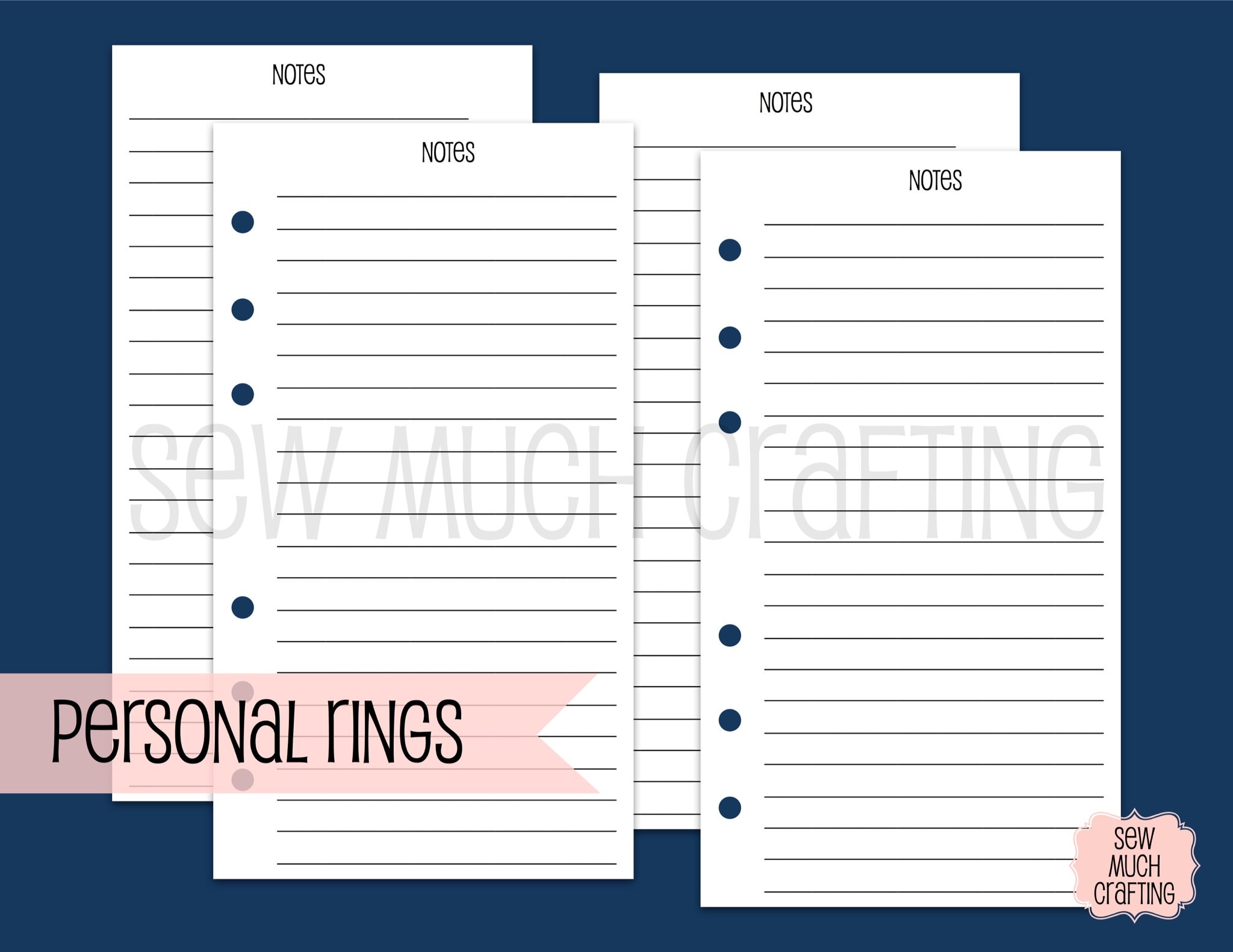  Personal Size Notes Insert with Simple Lines Spaced 1