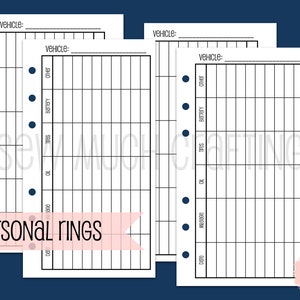 Printed Personal Size Vehicle Maintenance Trackers