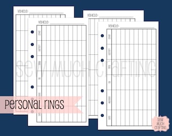 Printed Personal Size Vehicle Maintenance Trackers