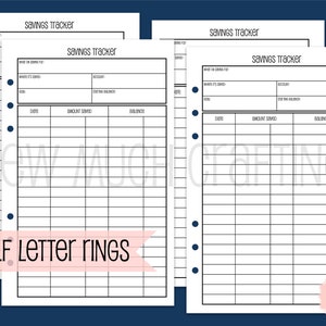Printed Half Letter Size Savings Trackers