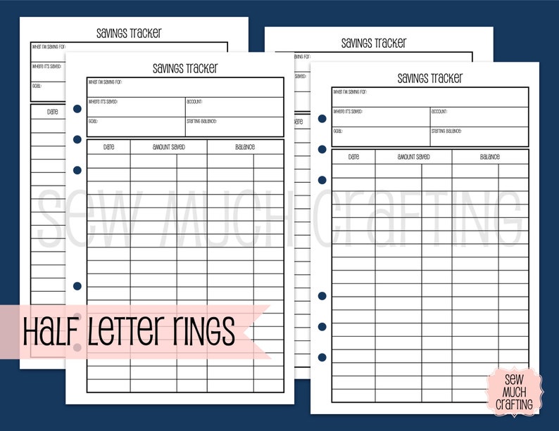 Printed Half Letter Size Savings Trackers image 1