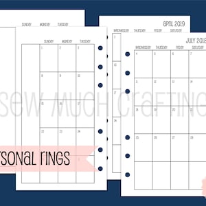 Printed Personal Size Month on Two Pages SUNDAY-SATURDAY - Etsy