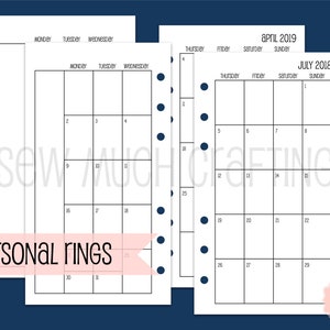 Printed Personal Size Month on Two Pages (MONDAY-SUNDAY)
