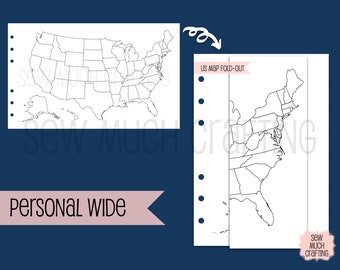 Printed Personal WIDE US Map Fold-Out for Rings