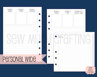 Printed Personal WIDE Size Week on Two Page Dutch Door Inserts