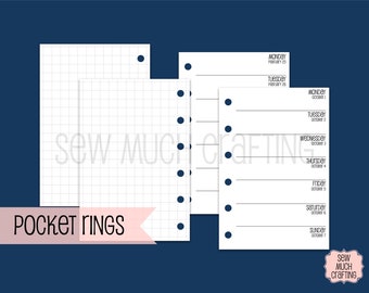 Printed Pocket Size Week on One Page with Grid (MONDAY-SUNDAY)