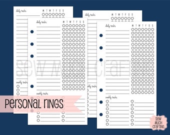 Printed Personal Size Weekly Checklist