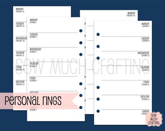 Printed Personal Size Week on One Page NO Grid (2WO2P)