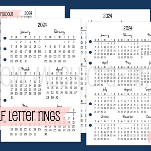 Printed Half Letter Size Yearly Calendars