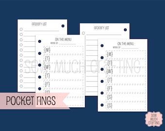Printed Pocket Size Meal Planning & Grocery List Inserts