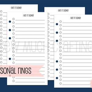Printed Personal Size To Do List Inserts