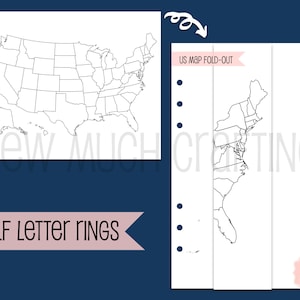 Printed Half Letter Size US Map Fold-Out for Rings