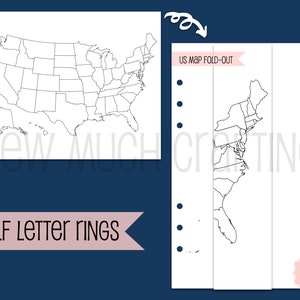 Printed Half Letter Size US Map Fold-Out for Rings