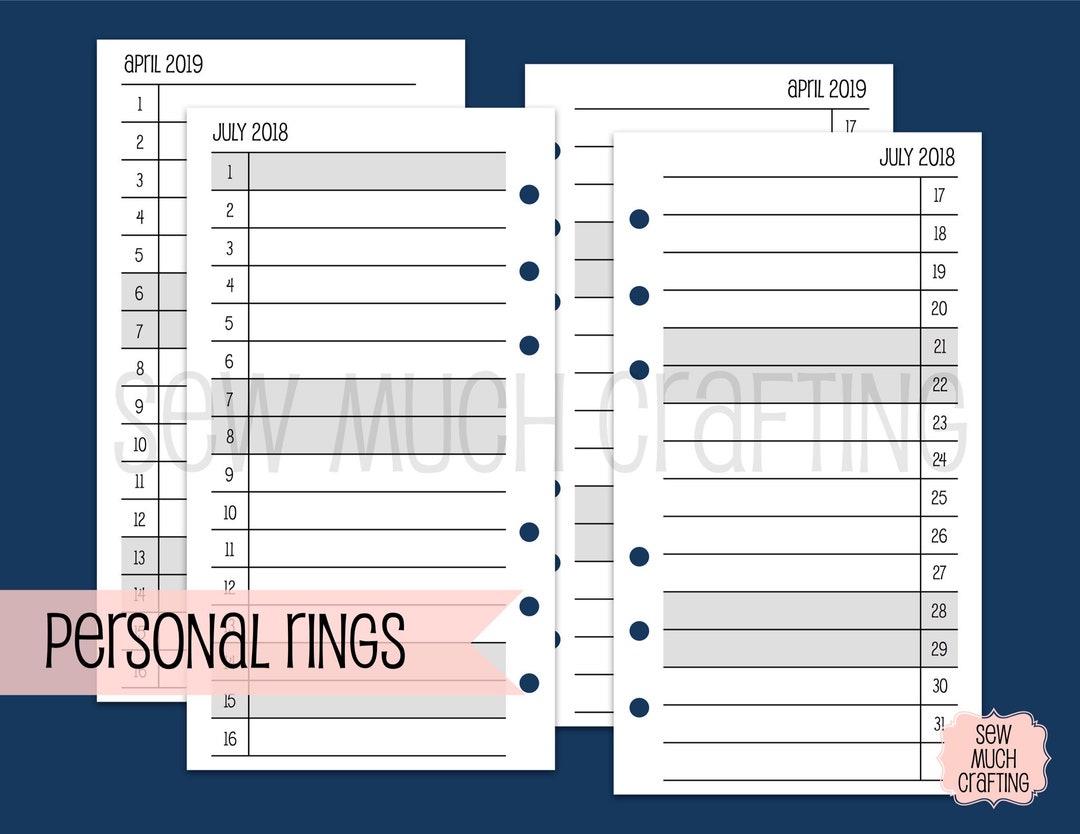 Printed Personal Size Month on Two Pages in LIST Format - Etsy