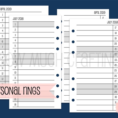 Printed Personal WIDE Month on Two Pages MONDAY-SUNDAY - Etsy