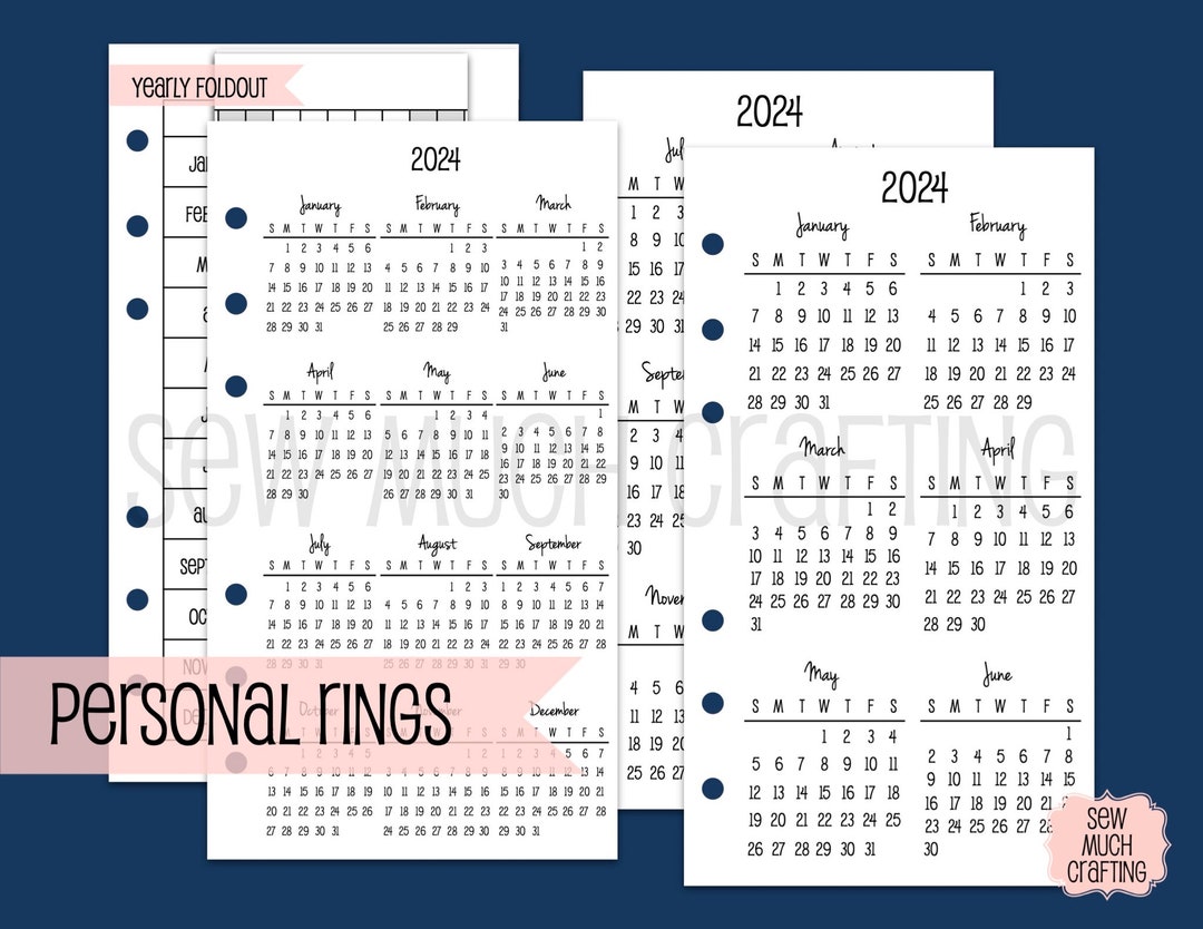 Printed Personal Size Yearly Calendars - Etsy