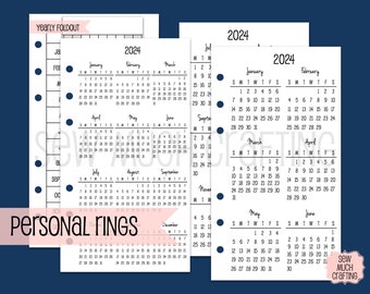 Printed Personal Size Yearly Calendars