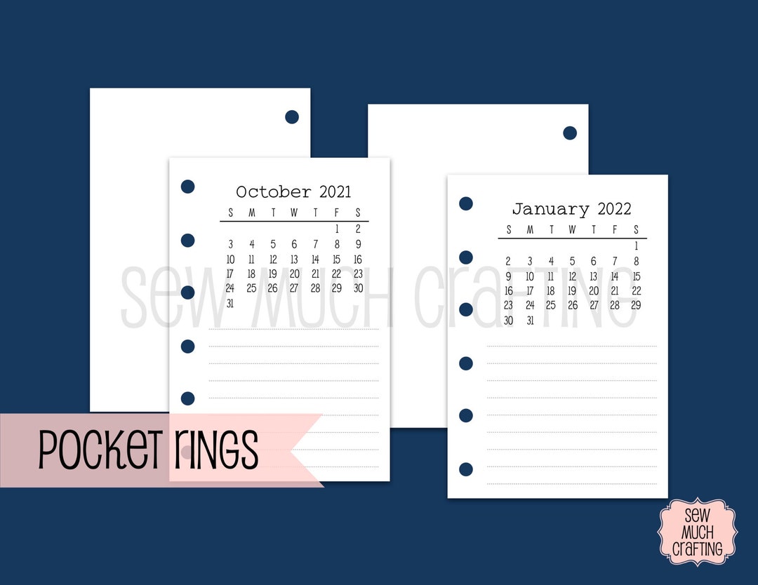 Printed Pocket Size Monthly Overview Inserts - Etsy