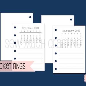 Printed Pocket Size Monthly Overview Inserts
