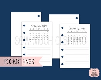 Printed Pocket Size Monthly Overview Inserts